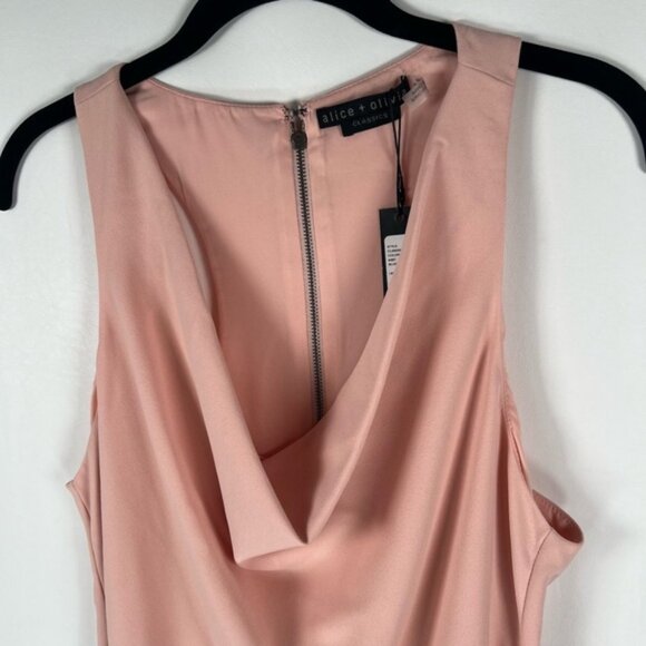 NWT alice + olivia Classics Harmony Racerback Cowl Neck ALine Blush Mini Dress 6 - Picture 8 of 16